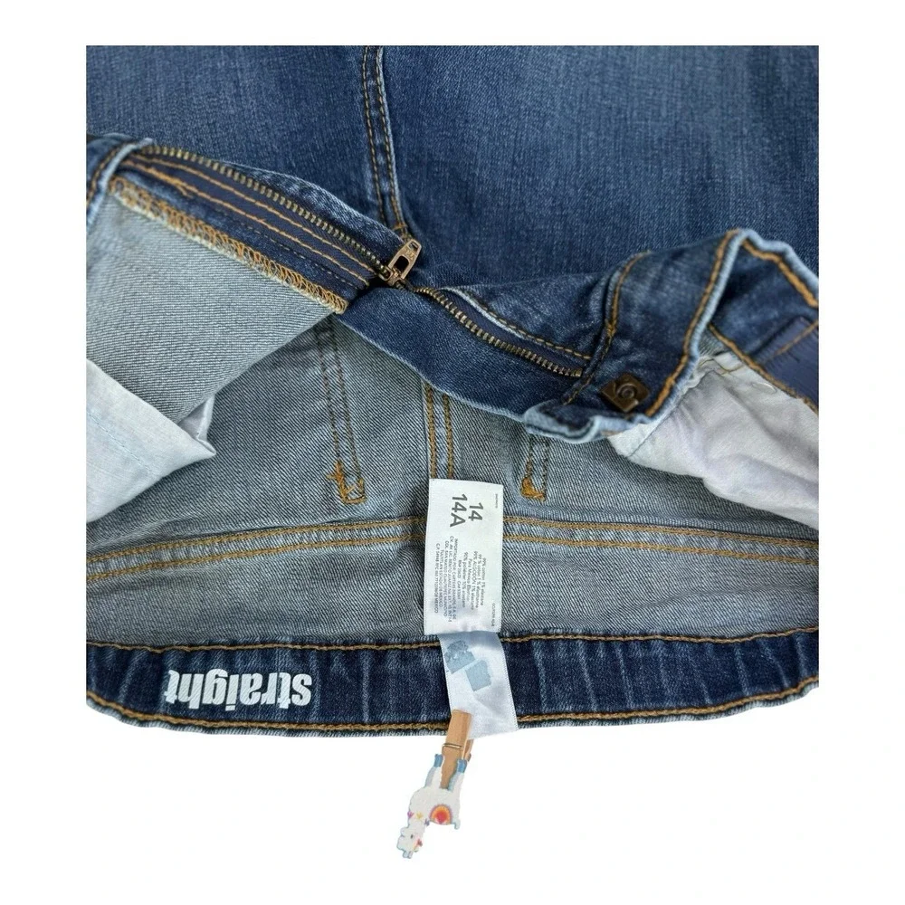 Carter's Kids Straight Fit Stretch Comfort Blue Jeans Adjustable Waist Sz 14 EUC
